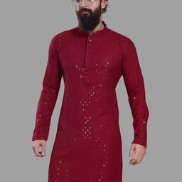 PulseIQ Men Embroidered Chikankari Kurta-image-79