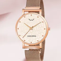 LOUIS DEVIN Women Brass Dial & Straps Analogue Watch LD-RG141-RG-image-72