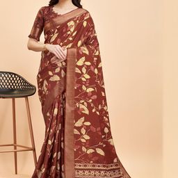 HERE&NOW Floral Zari Silk Blend Saree-picture-8