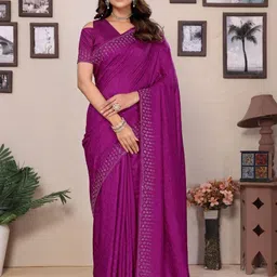 RUNAYA NX Beads and Stones Embellished Chanderi Saree-image-66