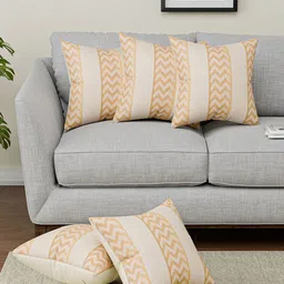 Kuber Industries Cream-Coloured & Beige 5 Pieces Geometric Square Cushion Covers-36