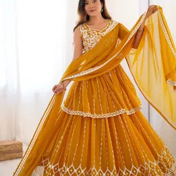 Fusionic Embroidered Thread Work Ready to Wear Lehenga & Blouse With Dupatta-picture-8