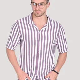 TRAQUILA Men Comfort Multi Stripes Opaque Striped Casual Shirt-picture-6