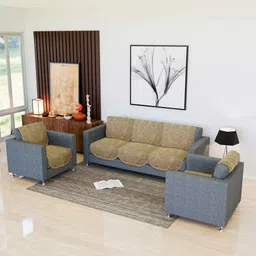 Myntra Elegant Homes Gold-Toned & Grey 10 Pieces Printed Cotton Sofa Cover-picture-30