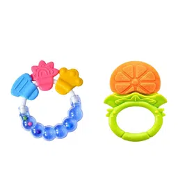 Joy Buzz Kids Set Of 2 Baby Rattle & Fruit Teether - Blue & Yellow-25