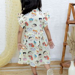 UNBIND Print Flutter Sleeve A-Line Dress image 5