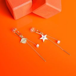DressBerry Gold-Plated Artificial Stones Studded Star Shaped Drop Earrings-6