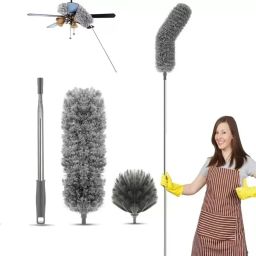 2 In 1 Microfiber Feather Duster Extendable Fan Cleaning With 100 Inches Microfibre Wet and Dry Broom-image-11