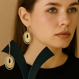 SEAA ENTERPRISES Rose Gold-Plated Alloy Artificial Stones and Beads Hoop Earrings-picture-15