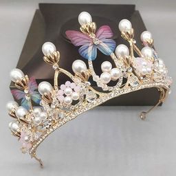 Babymoon Girls Butterfly Alloy Crystal Tiara-image-6