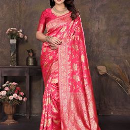 BLEESBURY Woven Design Zari Pure Silk Banarasi Saree-image-28