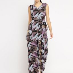 theulluu.com Floral Printed Sleeveless Tunic & Trousers Co-Ord Set-image-7