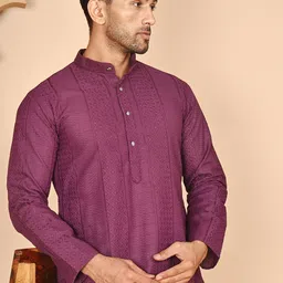 Anouk Men Geometric Embroidered Chikankari Kurta-image-71