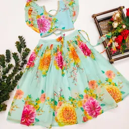 JOVK DESIGN Girls Printed Ready to Wear Lehenga &-picture-35