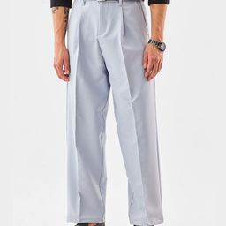 Snitch Men Light Blue Mid-Rise Baggy Formal Trousers-picture-31