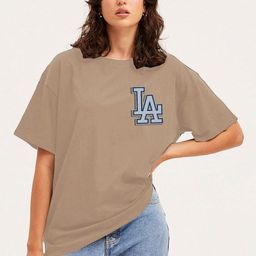 Genzy Women Typography Printed Drop-Shoulder Sleeves Applique T-shirt-image-27