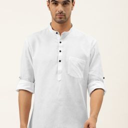 RAJUBHAI HARGOVINDAS Relaxed Half Placket Linen Casual Shirt-image-69