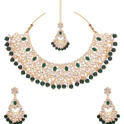 Brado Jewellery Brass Gold-plated Gold Green White Jewellery Set-picture-48