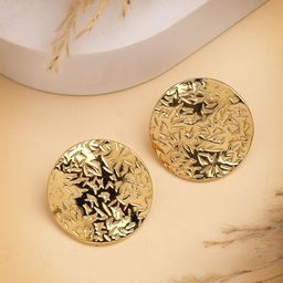 DressBerry Gold-Plated textured Circular Shaped Studs Earrings-15