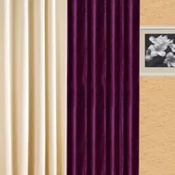BELLA TRUE Purple & Cream 2 Pieces Ripple Fold Window Curtains-image-93