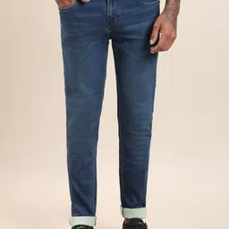 Turtle Men Tapered Fit Mid-Rise Light Fade Stretchable Cotton Jeans-picture-23