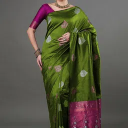 SHOP DROP Ethnic Motifs Woven Design Zari Mysore Silk Saree-image-93