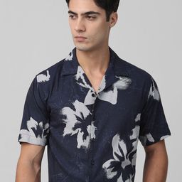 Mufti Men Relaxed Fit Floral Printed Cuban Collar Casual Shirt-image-45