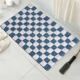 Homzz Blue Check Soft Quality Microfiber Doormat-picture-12