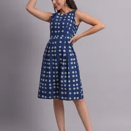Sangria Women Blue Cotton Sheath Dresses-picture-14