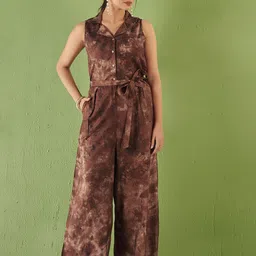 Anouk Women Printed Sleeveless Waist Tie-Ups Basic Jumpsuit-image-31