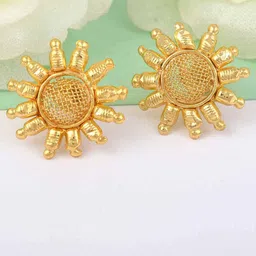 MEMOIR Gold-Plated Sun Shaped Studs Earrings-image-32