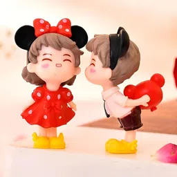 Aura Red & Cream Colored 2 Pieces Kid Couple Figurine Showpiece-1