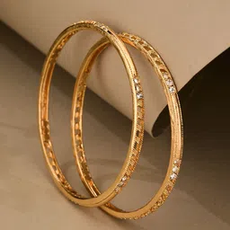 Atibelle Set Of 2 Gold Plated Artificial Stone Studded Bangles-18