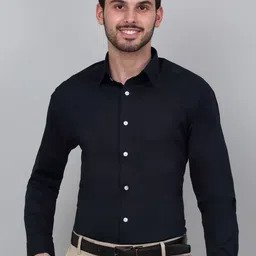 Cantabil Men Spread Collar Solid Cotton Formal Shirt-image-93