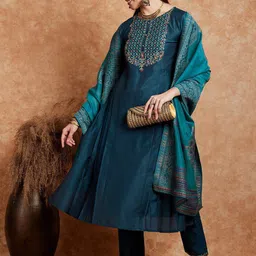 Sangria Women Embroidered A-Line Kurta Set-picture-57
