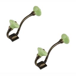 IndianShelf 2 Pcs Ceramic Wheel Wall Mounted Hooks Kitchen Hanger-image-84