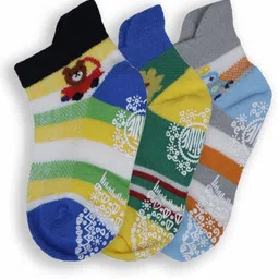 Dollar Kids Pack Of 3 Striped Ankle-Length Socks-11