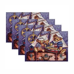 PRAKARTIK 4-Pcs Purple & Brown Cotton Printed Rectangle Table Placemats-58