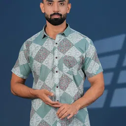 JAHIDA COMFORT WITH STYLE Men Comfort Fit Geometric Printed Cotton Casual Shirt-picture-33