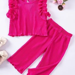 LULU & SKY Girls Ribbed Ruffle Top With Palazzos-image-53
