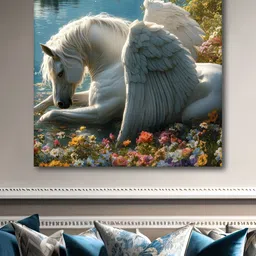 Aura White & Blue Animal Printed Canvas Wall Art-image-98