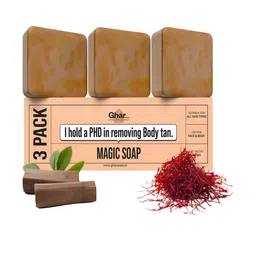 GHAR SOAPS Set Of 3 DeTan And Brightening Soap With Saffron - 100 g Each-2