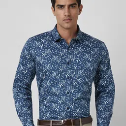 V Dot Men Slim Fit Spread Collar Floral Printed Cotton Formal Shirt-image-83