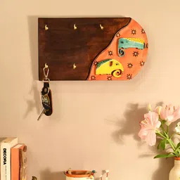 AAKRITI ART CREATIONS Brown & Yellow Hoka-Poka Key Hanger With Elephant Motifs-image-50