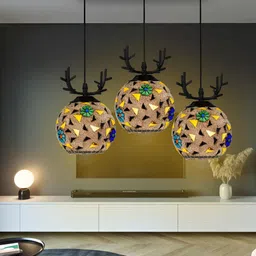 GAUVIK Black & White Printed Glass Traditional Ceiling Lamp-picture-14
