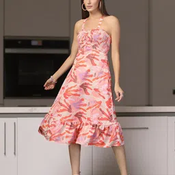 OOMPH! FACTOR Abstract Print Crepe A-Line Midi Dress image 2