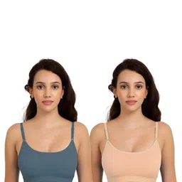 Women Cotton Dark Green,Brown Non Padded Non-Wired Lingerie Bra Sport wear Gym Crop Tank Top-15