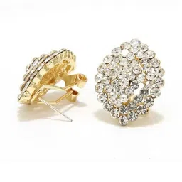 AKISON JEWELS Women Gold-Plated Alloy Crystals Oval Insert Studs Earrings-image-28