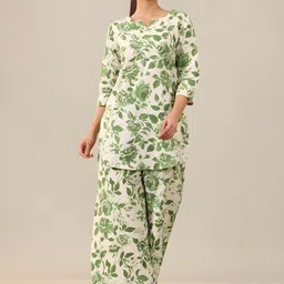 Jade & Julie Printed Pure Cotton V Neck Top With Trousers Co-Ords Set-image-11