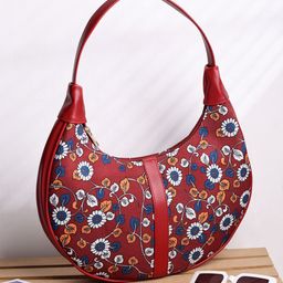 Anouk Floral Printed Half Moon Hobo Bag with Quilted-10